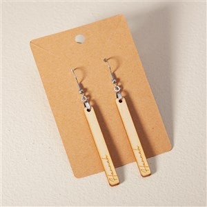 Wooden Bar Personalized Dangle Earrings - Natural - 49782-N