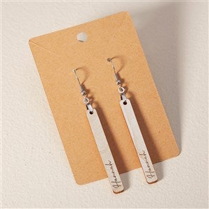 Wooden Bar Personalized Dangle Earrings - White - 49782-W