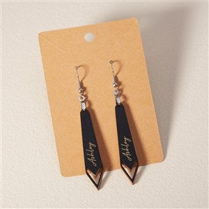 Wooden Arrow Personalized Dangle Earring - Black - 49783-BL