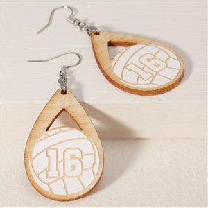 Volleyball Personalized Whitewashed Wood Dangle Earring - 49830-W