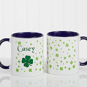 Irish Clover Personalized Coffee Mug 11 oz.- Blue - 4989-BL