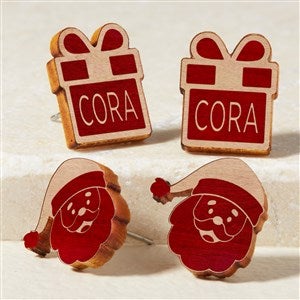 Christmas Gifts Personalized Wood Stud Earrings - Red - 49897-R