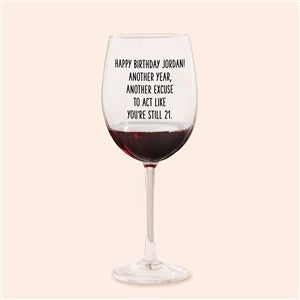 Happy Birthday Personalized Red Wine Glass - 49980-R