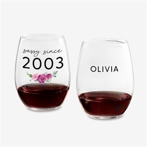 Sassy Since Personalized Stemless Wine Glass - 49985-S
