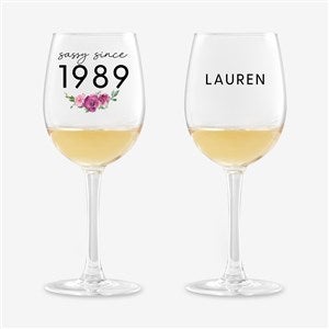 Sassy Since Personalized White Wine Glass - 49985-W