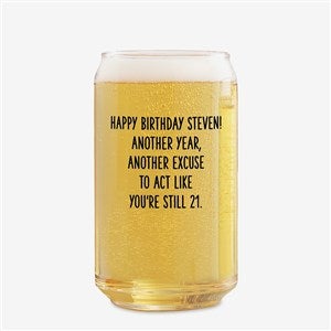 Happy Birthday Personalized 16oz. Beer Can Glass - 49992-B