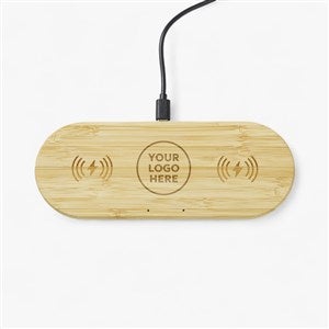 Engraved Logo 2-in-1 Bamboo Charging Dock - 50013
