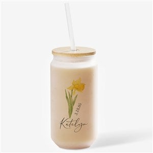 Birth Month Flower Single Personalized Frosted Iced Coffee Tumbler - 50343