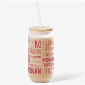 Trendy Repeating Name Personalized Frosted Iced Coffee Tumbler - 50353