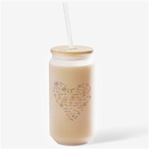 Blooming Heart Personalized Frosted Iced Coffee Tumbler - 50355