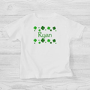 Personalized St. Patricks Day Shamrocks Toddler T-Shirt - Clovers - 5039-TT