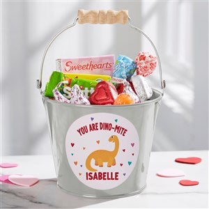 Dino-Mite Personalized Mini Treat Bucket-Silver - 50549-S