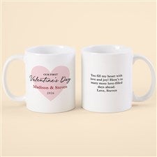 Our First Valentines Day Personalized Coffee Mug - White - 50564-S