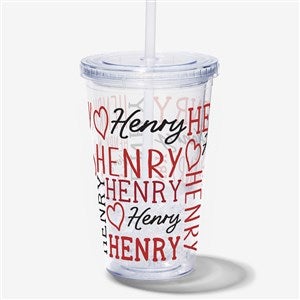 Repeating Name Heart Personalized 17 oz. Insulated Acrylic Tumbler - 50582