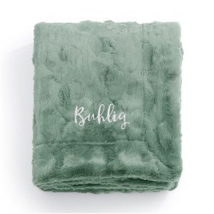 Embroidered Patterned Faux Fur Throw Blanket in Dusty Fir - 50687