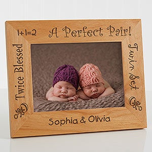 Twins Picture Frame 5x7 Engraved Wood - 5085-M
