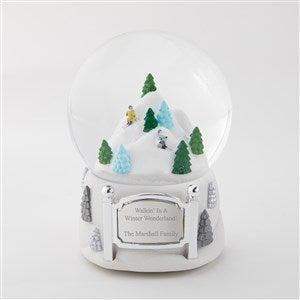 Engraved Skiing Mountain Musical Snow Globe