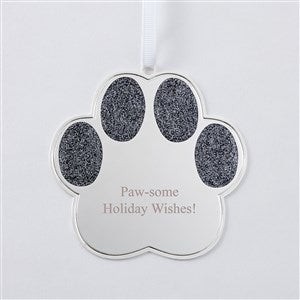 Engraved Silver Sparkling Pet Paw Ornament - 51315