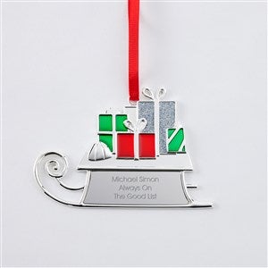 Engraved Silver Sled with Presents Metal Ornament - 51327