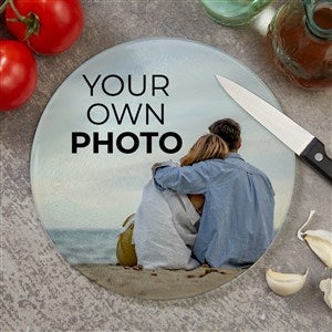 Your Own Photo Personalized Round Glass Cutting Board - 8quot; - 51489-8