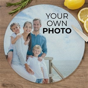 Your Own Photo Personalized Round Glass Cutting Board - 12quot; - 51489-12