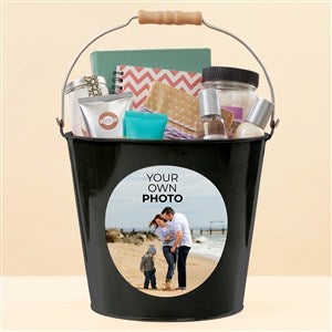 Your Own Photo Personalized Large Metal Bucket- Black - 51551-BL