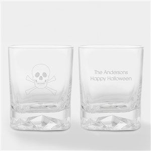 Engraved Skull  Crossbones Whiskey Rocks Glass - 51617