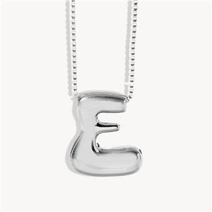 Custom Bubble Letter Initial Necklace - Stainless Steel - 51912D-S