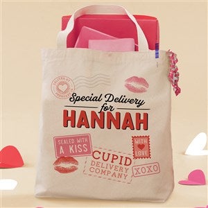 Special Delivery From Cupid Personalized Valentines Day Canvas Tote Bag - Large - 51923-L