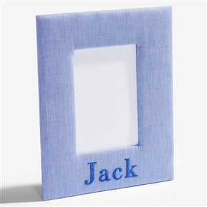 Personalized Micro Striped Cotton Baby Photo Frame-Blue - 52000D-B