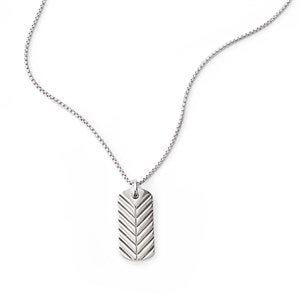 Engraved Chevron Pendant Stainless Steel Necklace - 52020