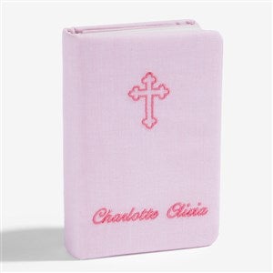 Personalized Micro Striped Cotton Childrens Bible-Pink - 52027D-P