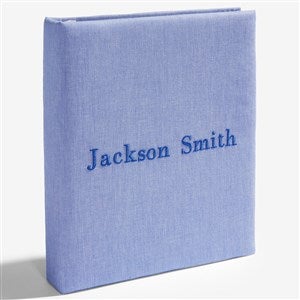 Personalized Micro Striped Cotton Baby Memory Book-Blue - 52058D-B