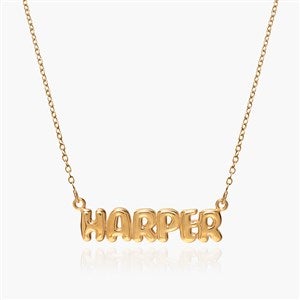 Personalized Bubble Letters Name Necklace - Gold - 52218D-G