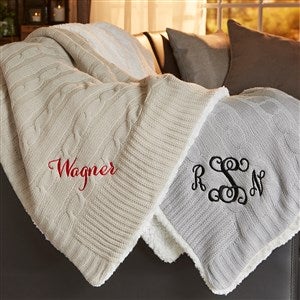 Embroidered Cable Knit Throw Blanket by Jessie James Decker - 52235