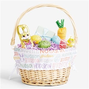 Easter Repeating Name Personalized Natural Basket with Folding Handle - 52287-N