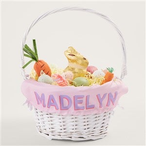 Shadow Name Personalized Easter White Basket With Folding Handle - 52299-W