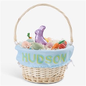 Shadow Name Personalized Natural Easter Basket with Folding Handle - 52299-N