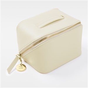 Engraved Small Cream Leather Beauty Case by Jessie James Decker - 52381