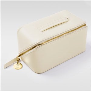 Engraved Large Cream Leather Beauty Case by Jessie James Decker - 52386