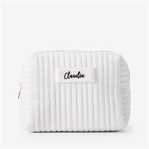 Metallic Foil Personalized Velvet Makeup Bag - Ivory - Large - 52590-LI