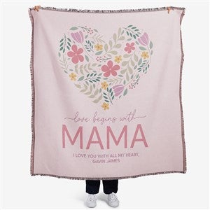 Love Begins With Mom Personalized 56x60 Woven Throw - 52626-A