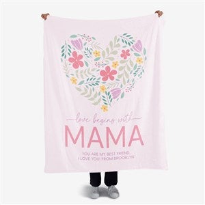 Love Begins With Mom Personalized 50x60 Plush Fleece Blanket - 52626-F