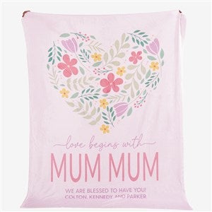 Love Begins With Mom Personalized 60x80 Plush Fleece Blanket - 52626-L