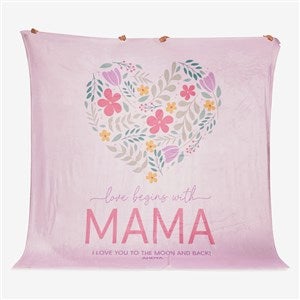 Love Begins With Mom Personalized 90x90 Plush Queen Fleece Blanket - 52626-QU