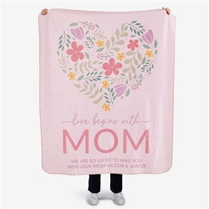 Love Begins With Mom Personalized 50x60 Sherpa Blanket - 52626-S