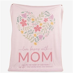 Love Begins With Mom Personalized 60x80 Sherpa Blanket - 52626-SL