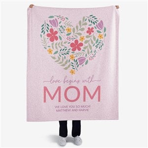 Love Begins With Mom Personalized 50x60 Sweatshirt Blanket - 52626-SW