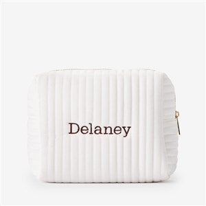 Classic Celebrations Embroidered Large Velvet Makeup Bag  - Ivory - 52687-LI