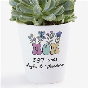 Retro Floral Mom Personalized Mini Flower Pot - 52797